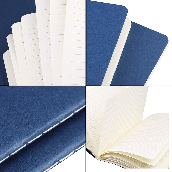 12 Pack College Ruled Notebook Journals Bulk, Lined Paper, 60 Page, 5.5x8.3 inch, A5, Travel Journal Set for Travelers, Students, Church, Office, Writing Diary Subject Notebooks Planner, Blue