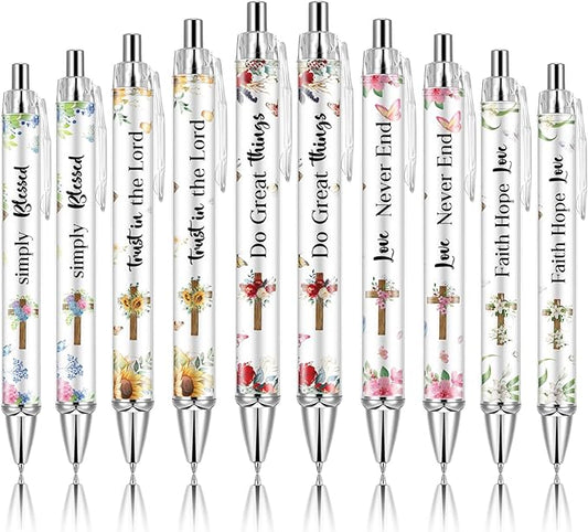 10 PCS Bible Verse Pens, Christian Pen Set, Christian Ballpoint Pens for School Office Church Supplies