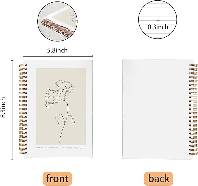 VNWEK Bible Scripture PSALM 119:105 Your Word Is a Lamp to My Feet Boho Botanical Leaf Spiral Notebook Journal 5.5 x 8.3 inches,Christian Lined Hardcover Spiral Notebook,Christian Gifts