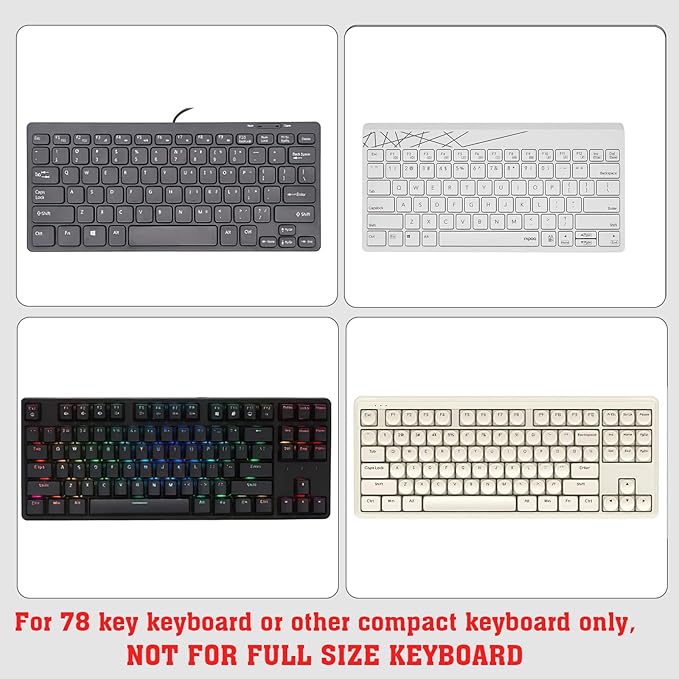 Mini Computer Keyboard Stand - 11.8'' x 5.1'' - Acrylic Keyboard Holder for 78 Keys, Universal Compact, with White Silicone Strip