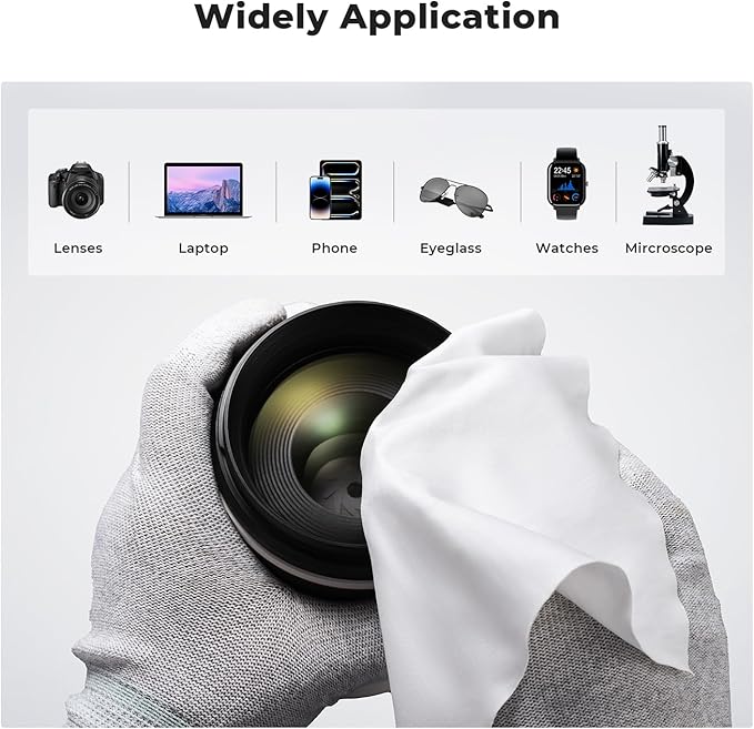 K&F Concept 10 Pack Microfiber Cleaning Cloths,Washable Reusable 6x6in Vacuum Wrapped Lint Free Glasses Cloth for Glasses, Lens, Screens & More