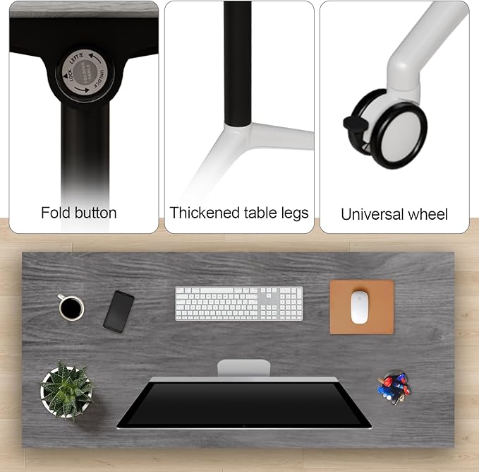 Folding Conference Table, Modern Large Conference Room Tables with Flip-Top Design, Foldable Conference Table Meeting Table with Wheels, Mobile Seminar Training Tables for Office Classroom (6, Oak)