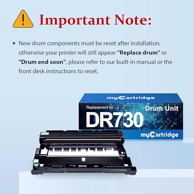 myCartridge Compatible DR730 Drum Unit Replacement for Brother DR-730 DR730 DR 730 to Compatible with MFC-L2710DW MFC-L2750DW HL-L2370DW HL-L2395DW DCP-L2550DW HL-L2350DW Printer (2 Drum, NOT Toner)