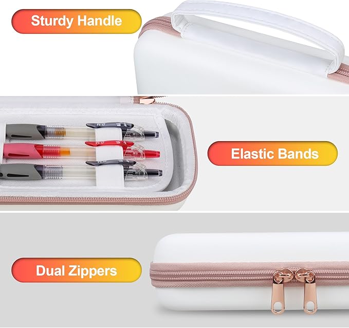 BOVKE Calculator Case for Texas Instruments TI-Nspire CX II CAS/CX II/CX CAS/CX Color Graphing Calculator and More - Extra Mesh Pocket for USB Cables and Other Accessories, White