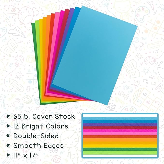 Hygloss 50 Sheets Holiday Christmas Colored Cardstock - 11x17-Inch Red and Green Letter Size Color Cardstock Paper - 65 lb/ 176 gsm, Acid-Free, Fade-Resistant