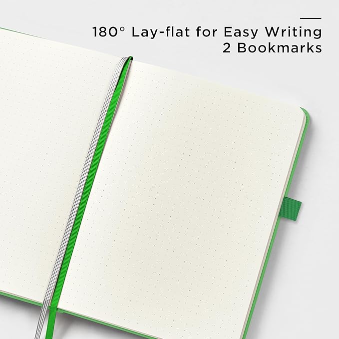 &And Per Se Dotted Journal Notebook, A5 Hardcover Bullet Dotted Journal, 160 Pages 100 gsm Thick Dotted Paper, 3 Sheets of Stickers Included - 5.7'' x 8''(Emerald)