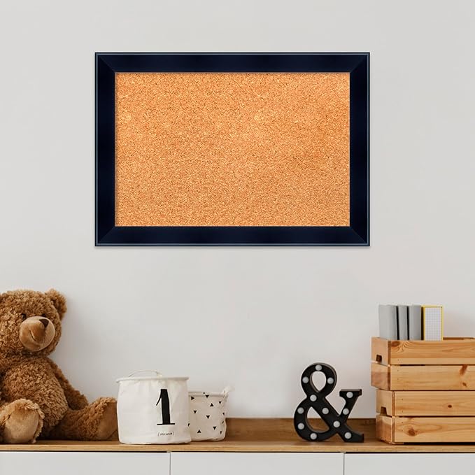 Amanti Art Natural Cork Board for Wall, 14x20 Vision Board with Black Wood Frame, Small Corkboard Office Decor for Home Organization, Modern Corkboard Pinboard to Display Items for Home Organization