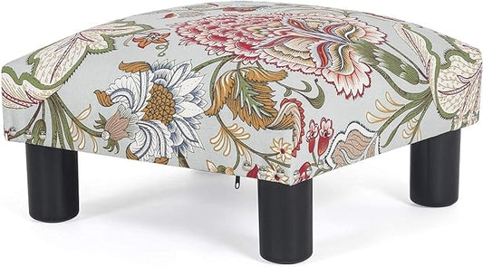 Joveco Small Foot Rest Stool Ottoman, 15" Fabric Square Footstool Upholstered Footrest for Chair, Under Desk, Office, Living Room, Boho Floral