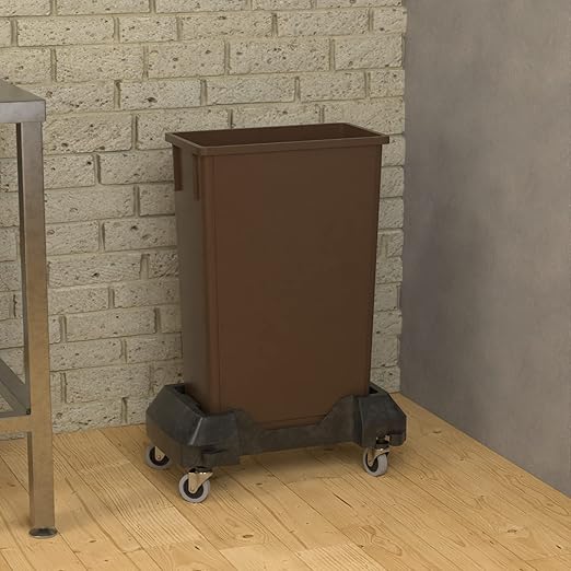 23 Gallon Brown Slim Jim Trash Can with Dolly