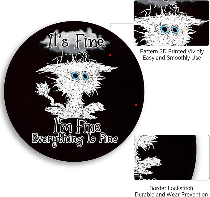 Cat Mouse Pad, Funny Black Small Round Mouse Pads for Desk, Mini Travel Mousepad for Work Wireless Computer Laptop, Office Desk Accessories, 8.6 x 8.6 inch