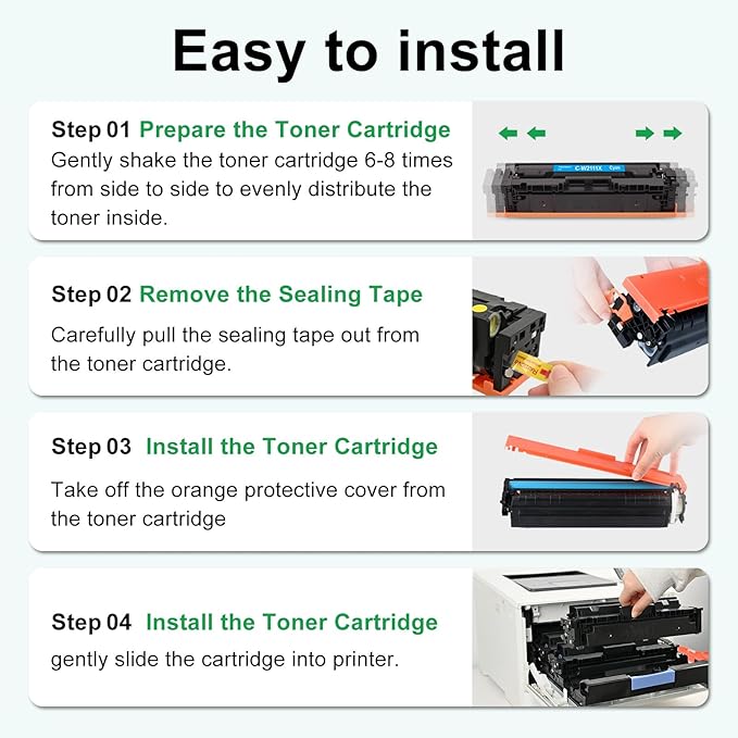 SAILNER 206X 206A Toner Cartridges 4 Pack High Yield Replacement for HP 206X 206A Toner Cartridge Set for Color Laserjet Pro M283fdw M283cdw M282nw M283fdn M255dw M255nw Printer