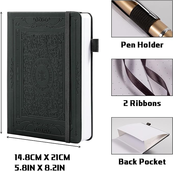 TIEFOSSI Bullet Dotted Journal Notebook, 160gsm 256 Numbered Thick Paper, A5 Hardcover Dotted Grid Diary for Women Men Work Writing, Bullet Dot Journaling, Drawing, 5.8 x 8.3 in