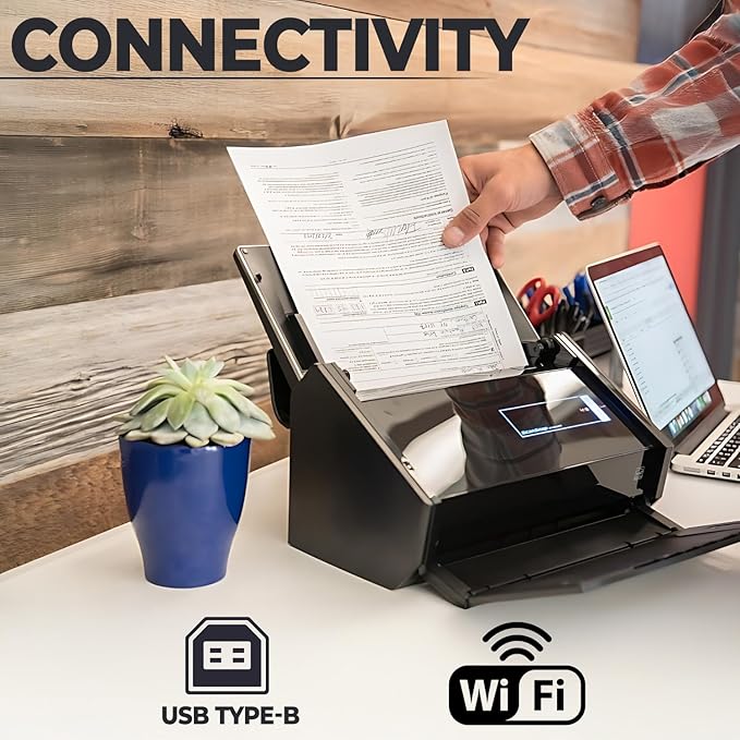 Fujitsu ScanSnap iX500 Scanner Bundle - High-Speed Document ScanSnap iX500 for Home/Office Use - Wireless Connectivity - Mac/PC Compatible - Automatic Document Feeder - Compact Design (Renewed)