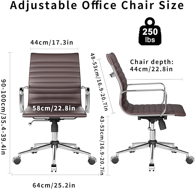 Chair, Desk Computer Chair ,with Armrests ,Ergonomic Office Chair for Home and Office, 17.32 x 22.83 x 35.43 inches, Multiple Colors (Brown)