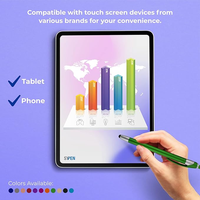 Personalized with Your Custom Logo or Text Pens-Pack of 300- for Marketing, Parties, and Events, 2 in 1 Capacitive Stylus & Ballpoint Pen Compatible with Touchscreen Devices, Black Ink, Teal Pens