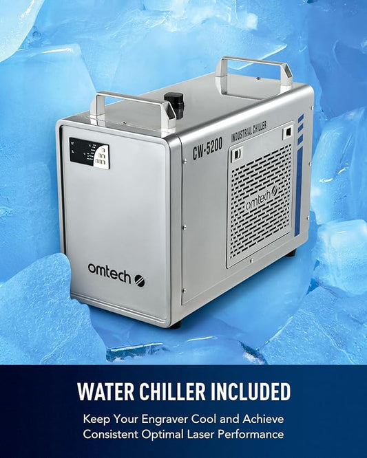 OMTech 60W CO2 Laser Engraver with LightBurn and Water Chiller, 16"x24" Laser Engraving Cutting Machine with Air Assist 2 Way Pass Digital Controls, Commercial Laser Cutter