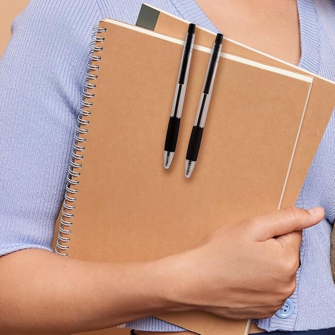 Inc. ClipClicks Retractable Ballpoint Pens - Bulk 1.0-mm Medium-Point Pen Set With Comfort Grip for School, Office, Writing, and Journaling, 50 Count, Black