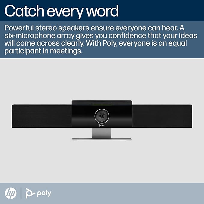 Poly Studio 4K USB Video Conference System (Plantronics) - Camera, Microphone, & Speaker Bar for Small & Medium Conference Rooms - Auto Framing & Tracking - Teams/Zoom Certified - Amazon Exclusive