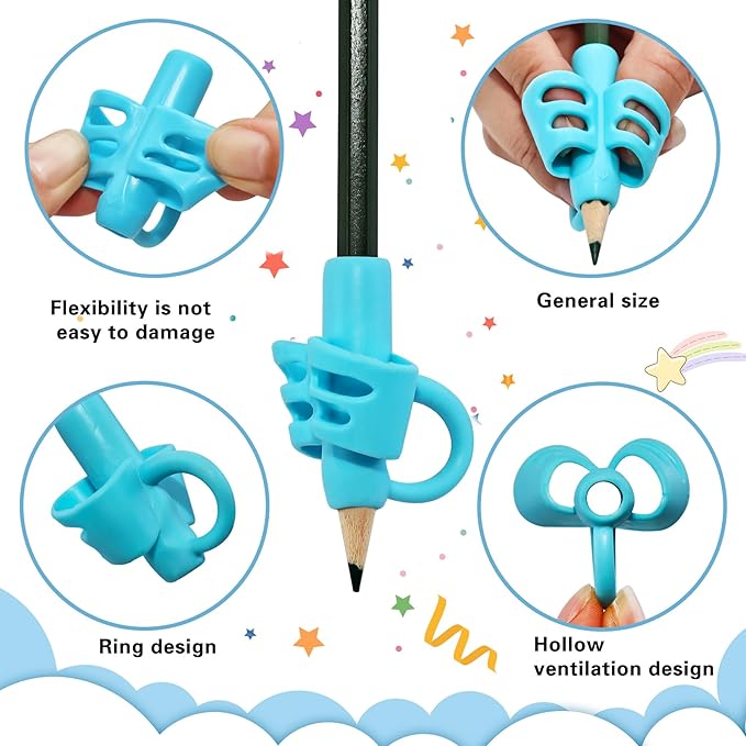 20 Pcs Pencil Grips for Kids Handwriting Pencil Holders Grippers for Kids, Writing Posture Correction Tools for Toddlers, Special Needs Silicone Pencil Supplies for Kindergarten Preschoolers(Mixcolor)