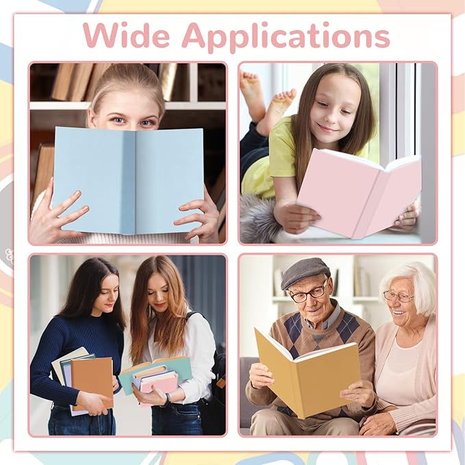 Jumbo Stretchable Book Covers 12PCS Reusable Fabric Book Covers with Label 9x11in Boho Pastel Protective Sleeve for Hardcover Book Textbook Cover for School Fits Most Book Sizes Up to 10x12.5in