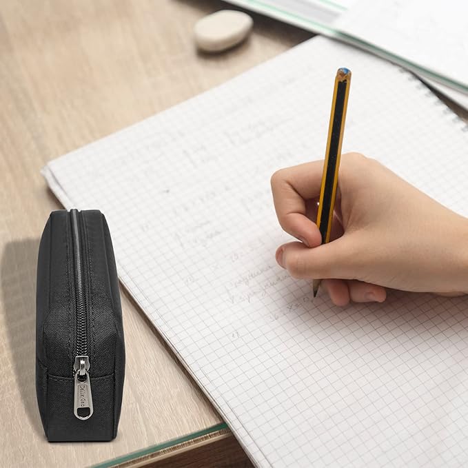 Della Gao Small Pencil Case Large Capacity Pencil Pouch Marker Pen Bag Coin Pouch Office Stationery Organizer (Balck)