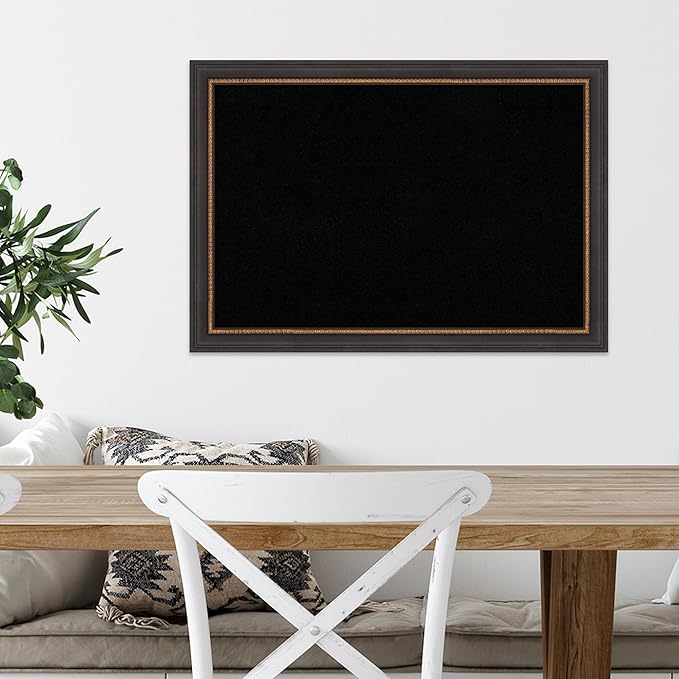 Amanti Art Black Cork Board for Wall, 19x27 Vision Board with Black Wood Frame, Medium Corkboard Office Decor for Home Organization, Traditional Corkboard Pinboard to Display Items for Home