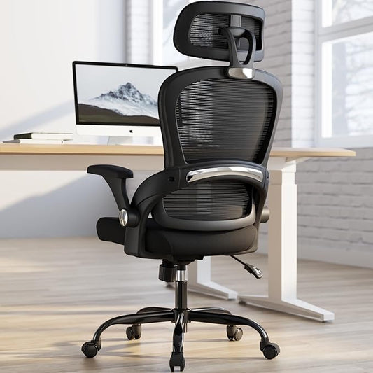 TRALT Office Chair - Ergonomic Office Chair with Back Support, Computer Chair - Home Office Desk Chairs, 330lbs Wide Seat Big and Tall Office Chairs with Headrest, Comfy Desk Chairs (Black)