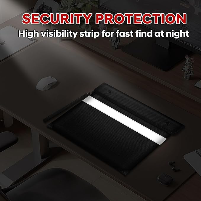 Fire Proof Bag for Documents 5200°F Heat Insulated,13.9” X 10.6”Fireproof Money Bag with Zipper,8 Layers of Protective Materials Waterproof Document Pouch for Cash,Valuables,Documents(Black)