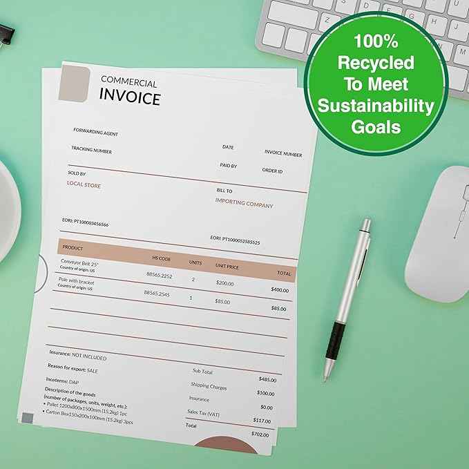 PrintWorks 100% Recycled Printer Paper 8.5" x 11" White - 20 lb Copy & Multipurpose Computer Paper - 2400 Sheets/Carton, 80 Cartons/Pallet, 192,000 Sheets - Made in the USA - 92 Bright (00018PAL)