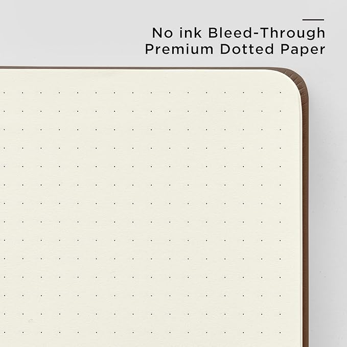 &And Per Se Dotted Journal Notebook, A5 Hardcover Bullet Dotted Journal, 160 Pages 100 gsm Thick Dotted Paper, 3 Sheets of Stickers Included - 5.7'' x 8''(Chocolate)