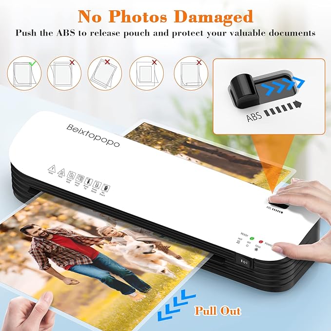 Laminator Machine, 9 Inch Thermal Laminater, Beixtopopo A4/A5/A6 Personal Laminator Machine with Laminating Sheets, 6 in 1 Heating Laminate Machine for Home School Office, Silent