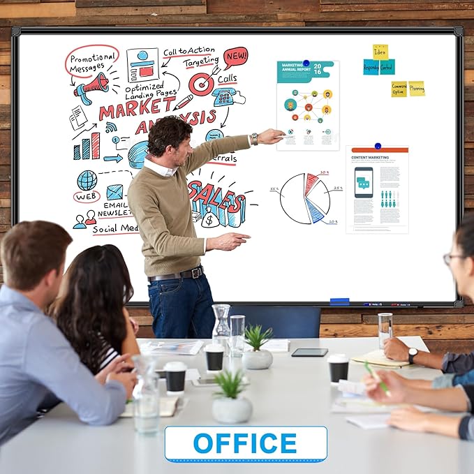 H-Qprobd 72"x48" White Board for Wall Large Magnetic Dry Erase Board with Black Aluminum Frame, Presentation Whiteboard Suitable for Home, Office, Classroom & Kitchen