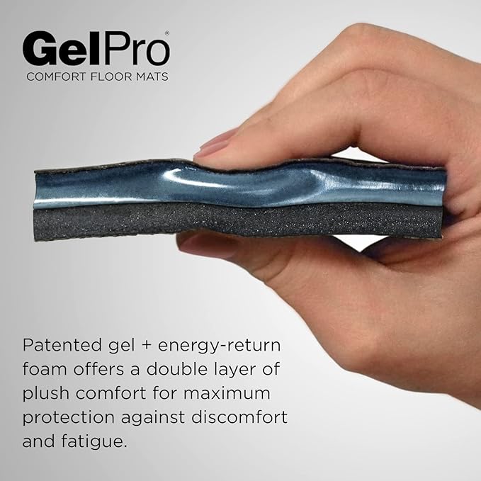 GelPro Elite Premier Gel & Foam Cushioned Anti-Fatigue Kitchen Floor Comfort Mat, Padded Stain-Resistant, Waterproof, Non-Slip Comfort Padded Desk/Office Mat, 20" x 36", Basketweave Black