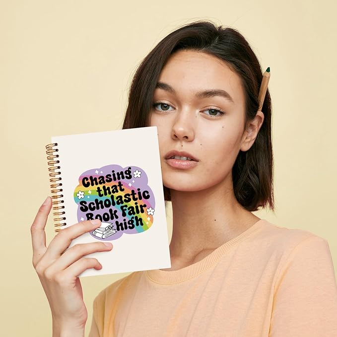 JXREQ Cute Rainbow Book Notebook Journal Bookish Gifts for Book Lovers, Journaling Notbooks for Work Office School Women Girls Gifts, Preppy Bookish Spiral Notebooks 5.5x8.3