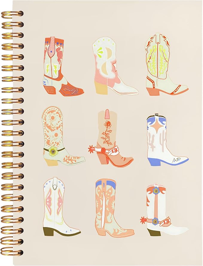 BearCake Orange Cowgirl Boot Notebook, Cowgirl Stuff, Cowgirl Gifts, Western Office Supplies, Western Stuff for Women, Boho Western Notebook Journal 5.5x8.3