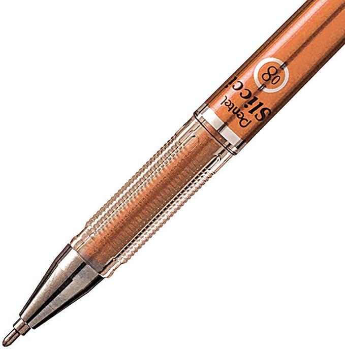 Pentel Arts Slicci Metallic 0.8 mm Needle Tip Gel Pen, Metallic Bronze Ink, Box of 12 (BG208-ME)