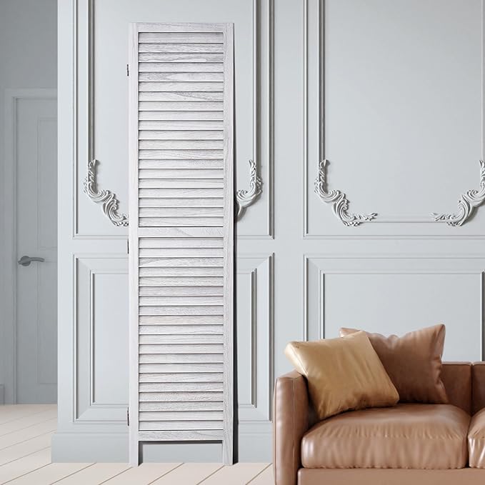 VEVOR Wood Room Divider, 8 Panel Wood Folding Privacy Screen, 66.9 Inches Tall Indoor Louvered Wooden Partition, Portable Decoration Screen, for Room Separation, Home, Office, Restaurant & Bedroom