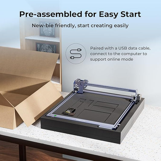 Creality Falcon 10W Laser Engraver Machine with Honeycomb Laser Bed 500x500, 10000mm/min, 0.06mm Laser Cutter for Wood, Acrylic, and Metal, Easy Setup, Ready to Work Out of The Box