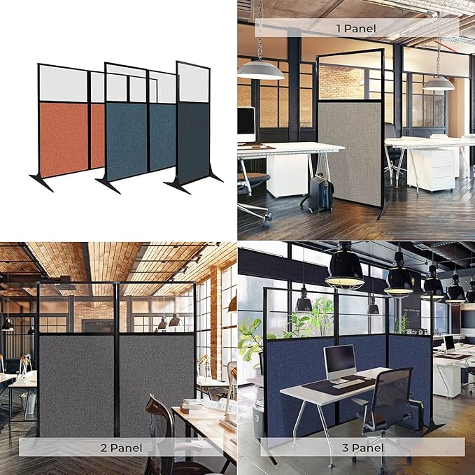 Versare Workstation Partition | Portable Wall Divider | Modern Office Cubicle | Free Standing Privacy Screen | Flexible Work Space | 99" x 70" Ocean Fabric Panels