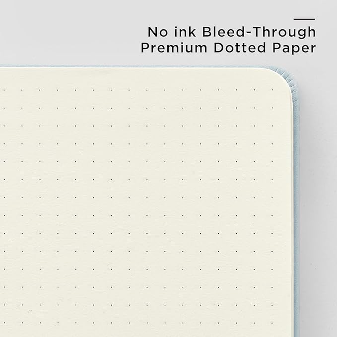 &And Per Se Dotted Journal Notebook, A5 Hardcover Leather Bullet Dotted Journal, 160 Pages 100 gsm Thick Dotted Paper,3 Sheets of Stickers Included - 5.7'' x 8'' (Light lavender)