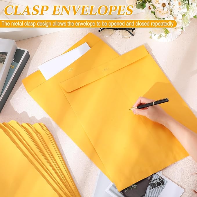 50 Pcs 14 x 18 Inch Extra Large Mailing Clasp Envelopes Jumbo Kraft Catalog Manila Envelope with Clasp Closure for Oversized Big Documents Office Home Business Legal School Storing Mailing