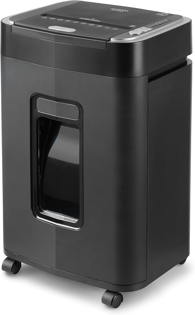 Aurora Professional Grade 150-Sheet Auto Feed Micro-Cut Paper and Credit Card Shredder with 6.3 Gallon Pullout Basket / 60 Minutes/Security Level P-4