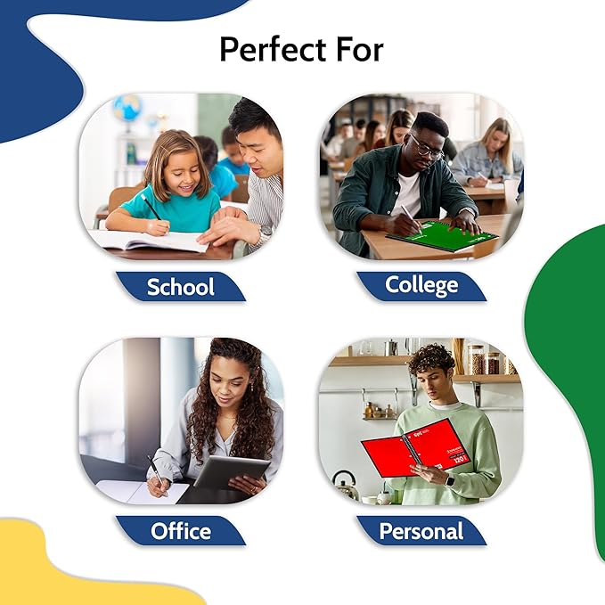 EPI Spiral Notebook | 3 Subject - Wide Ruled - 120 Sheets, Durable Spiral Binding | 10.5 x 8 in | Classroom Supplies | School, Office, Note Taking, Journaling - 12 Pack