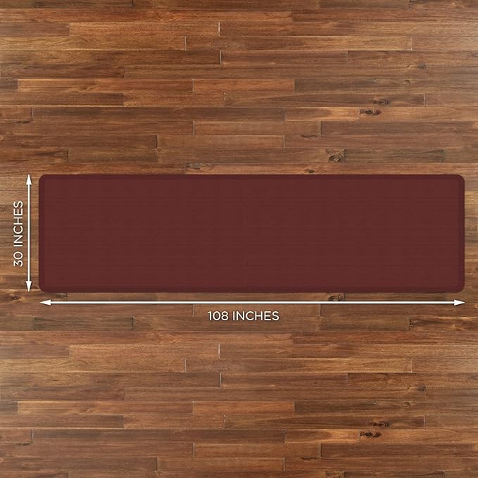 NewLife by GelPro Decorative Foam Floor Mat, 30" x 108", Grasscloth Crimson