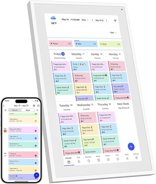 Digital Calendar, 21.5 Inch Wall Planner Digital Calendar & Chore Chart, IPS HD Touchscreen Interactive Display for Family Schedules, Streamline Household Organization, Wall Mount Included