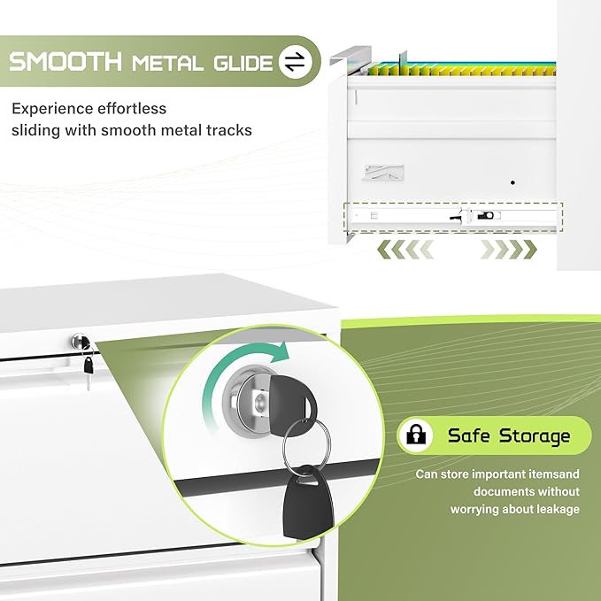 Incbruce 28" W 4 Drawer Lateral File Cabinet, Metal 4 Drawer Lateral Filing Cabinet with Lock, Steel Wide Filing Organization Storage Cabinet for Home, Office, Fit A4/F4/Letter/Legal File (White)