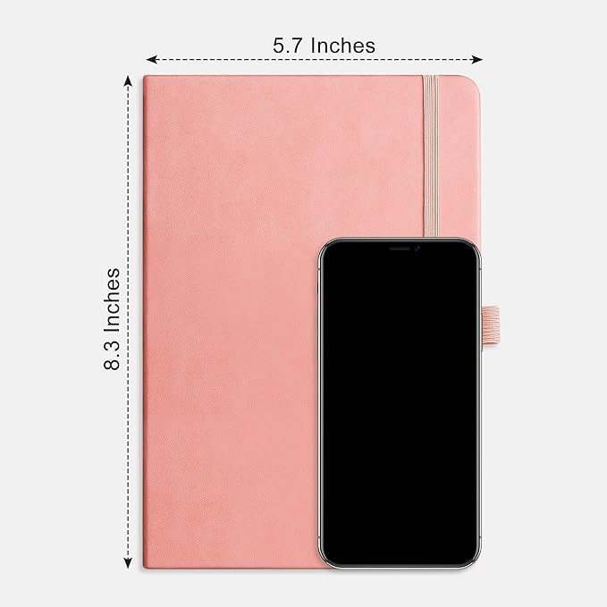 RETTACY Blank Journal Notebook, 192 Pages, A5 Medium Size (5.7'' x 8.3''), Leather Hardcover, 100 GSM Thick Paper, for Sketching, Drawing, Painting (Pink)