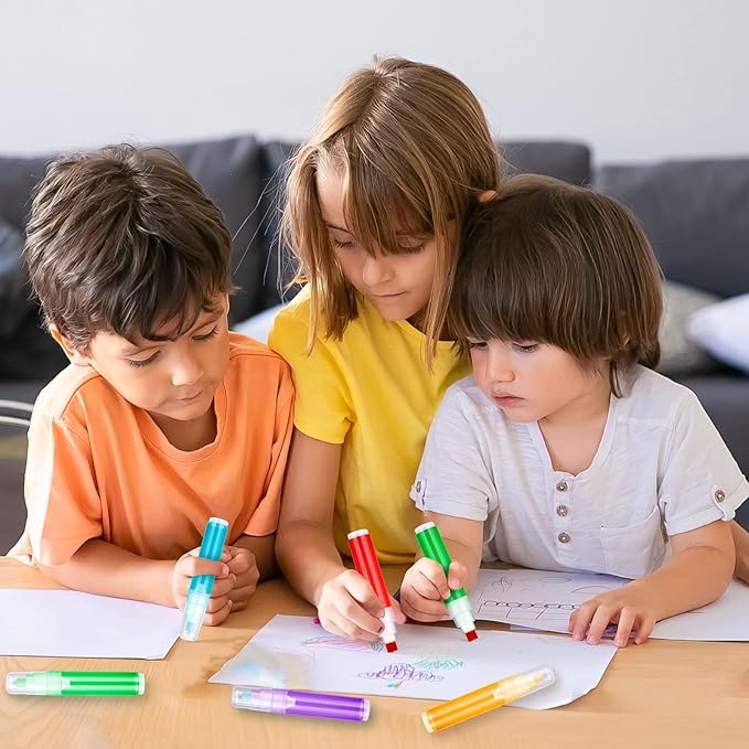 Sabary 10 Pcs Refillable Paint Markers 10 mm Empty Acrylic Markers Blank Flat Head Graffiti White Fillable Paint Pen with 5 Pcs 3 ml Dropper for Oil Water Ink Art Painting Craft Kit