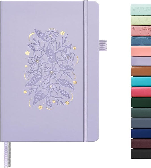 &And Per Se Lined Journal Notebook for Women&Men with Pattern, 160 Pages 100GSM Thick Paper, A5 Hardcover Journals for Writing(Lavender)