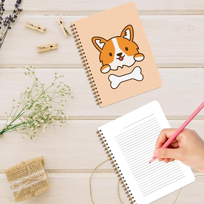 2 Pcs Dog Spiral Notebooks for Work, A5(8.3x5.8inch) Composition Notebook College Ruled Note Book, Corgi Notepads Lined Travel Journal for Writing, Cute Puppy Print Diary Gifts for Women Dog Lovers